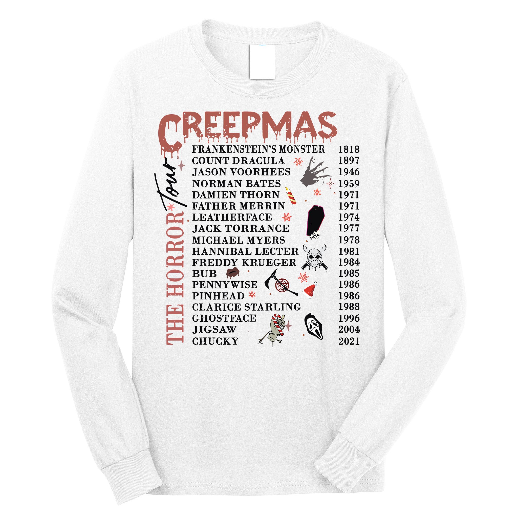 Horror Icons Christmas Creepmas Christmas Horror Goth Long Sleeve Shirt