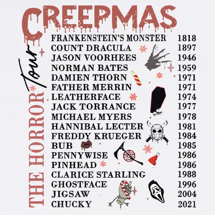 Horror Icons Christmas Creepmas Christmas Horror Goth Tall T-Shirt