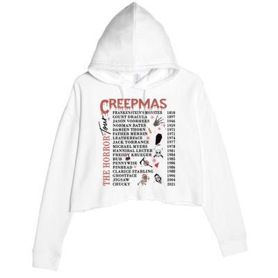 Horror Icons Christmas Creepmas Christmas Horror Goth Crop Fleece Hoodie