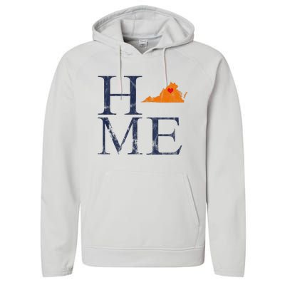 Home Is Charlottesville Va City Love Performance Fleece Hoodie