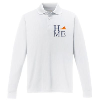 Home Is Charlottesville Va City Love Performance Long Sleeve Polo