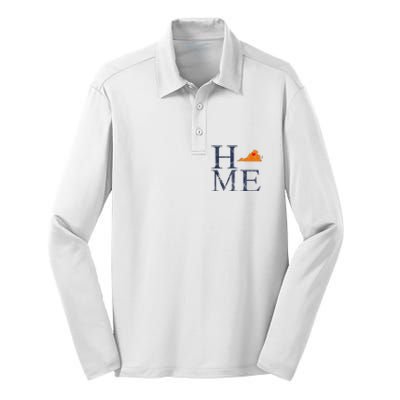 Home Is Charlottesville Va City Love Silk Touch Performance Long Sleeve Polo