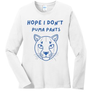 Hope I Dont Pants Funny Cat Pun Ladies Long Sleeve Shirt