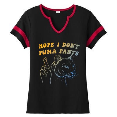 Hope I Dont P.U.M.A Pants Funny Cat Pun Apparel Ladies Halftime Notch Neck Tee