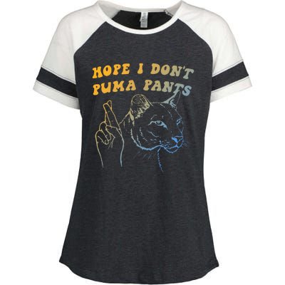 Hope I Dont P.U.M.A Pants Funny Cat Pun Apparel Enza Ladies Jersey Colorblock Tee