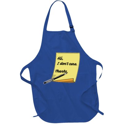 Hi I Don't Care Thanks Funny Sarcastic Cool Gift Apron