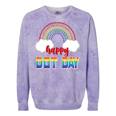 Happy International Dot Day Rainbow Clouds Colorblast Crewneck Sweatshirt