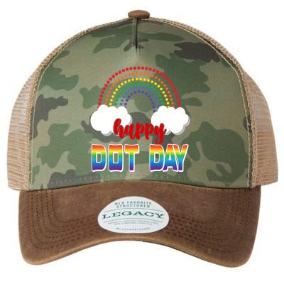 Happy International Dot Day Rainbow Clouds Legacy Tie Dye Trucker Hat