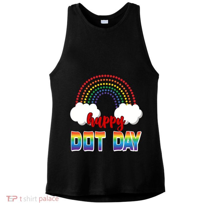 Happy International Dot Day Rainbow Clouds Ladies PosiCharge Tri-Blend Wicking Tank