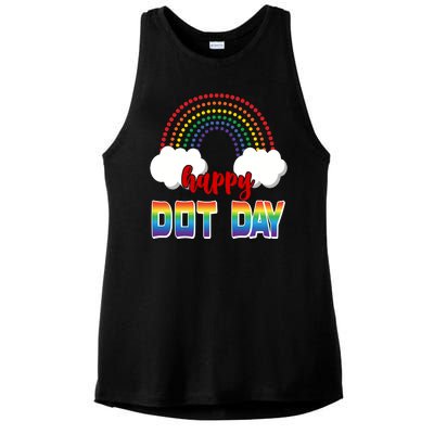 Happy International Dot Day Rainbow Clouds Ladies PosiCharge Tri-Blend Wicking Tank