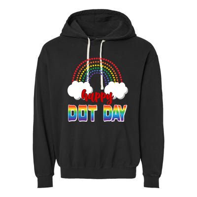 Happy International Dot Day Rainbow Clouds Garment-Dyed Fleece Hoodie