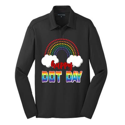 Happy International Dot Day Rainbow Clouds Silk Touch Performance Long Sleeve Polo