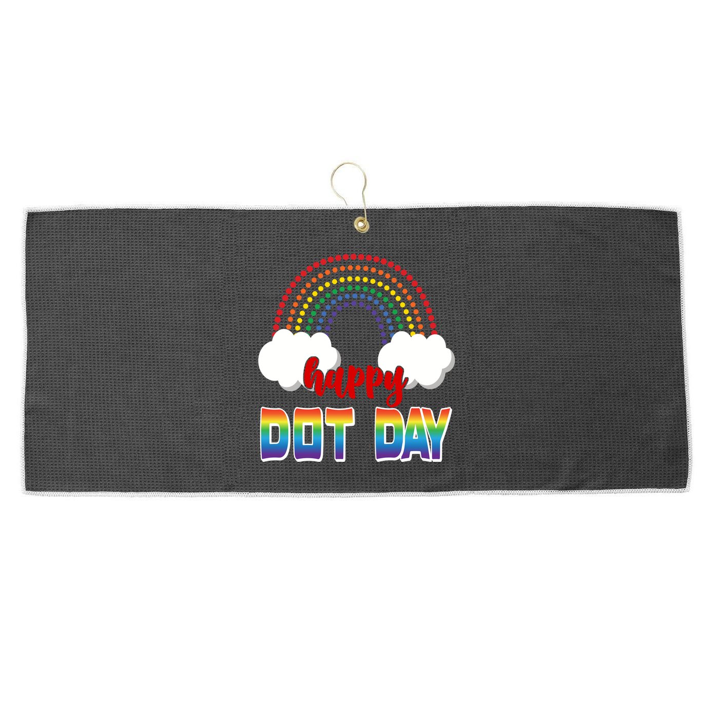 Happy International Dot Day Rainbow Clouds Large Microfiber Waffle Golf Towel
