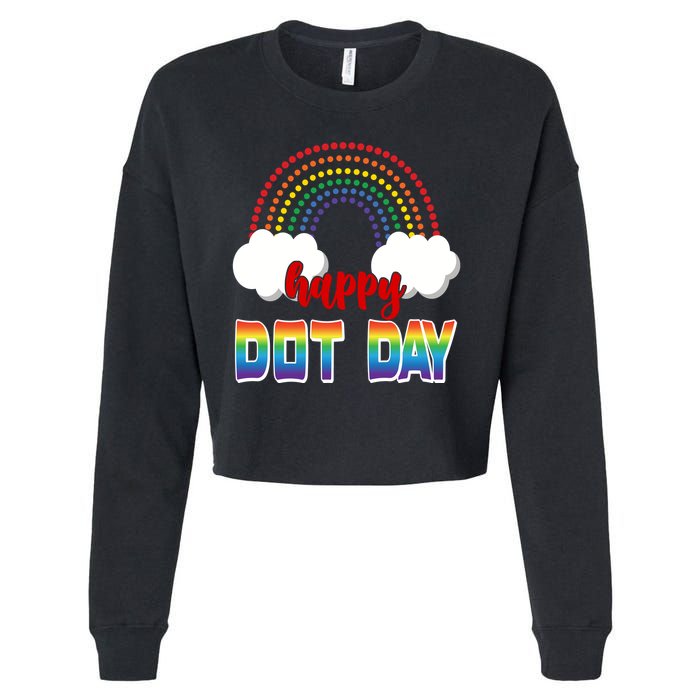 Happy International Dot Day Rainbow Clouds Cropped Pullover Crew
