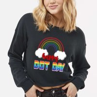 Happy International Dot Day Rainbow Clouds Cropped Pullover Crew