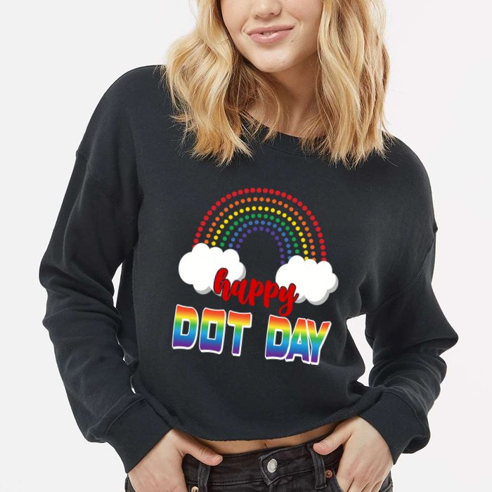 Happy International Dot Day Rainbow Clouds Cropped Pullover Crew