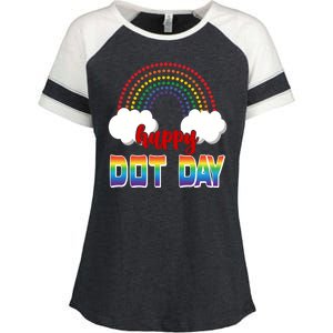 Happy International Dot Day Rainbow Clouds Enza Ladies Jersey Colorblock Tee