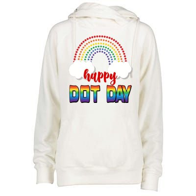 Happy International Dot Day Rainbow Clouds Womens Funnel Neck Pullover Hood