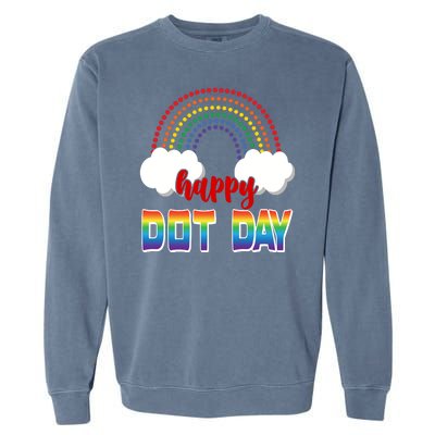 Happy International Dot Day Rainbow Clouds Garment-Dyed Sweatshirt