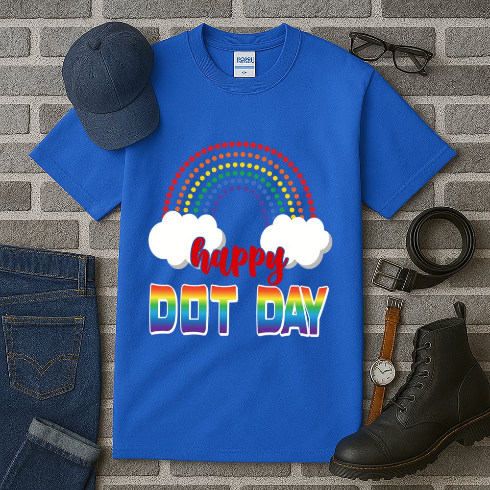 Happy International Dot Day Rainbow Clouds Tall T-Shirt