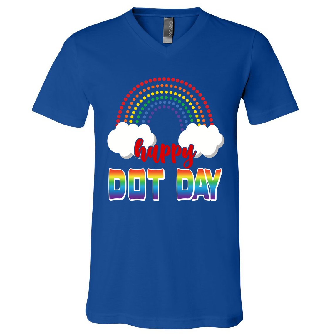 Happy International Dot Day Rainbow Clouds V-Neck T-Shirt