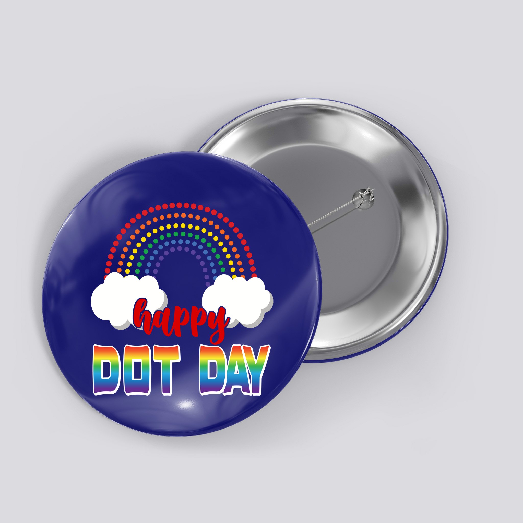 Happy International Dot Day Rainbow Clouds Button