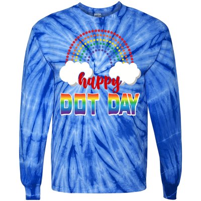 Happy International Dot Day Rainbow Clouds Tie-Dye Long Sleeve Shirt