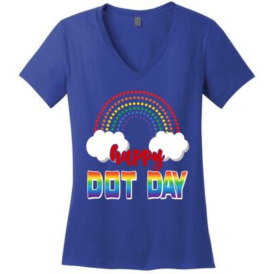 Happy International Dot Day Rainbow Clouds Women's V-Neck T-Shirt