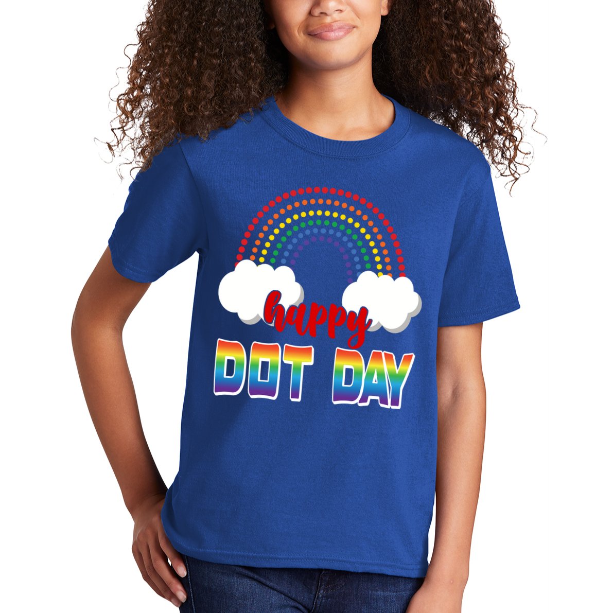 Happy International Dot Day Rainbow Clouds Kids T-Shirt