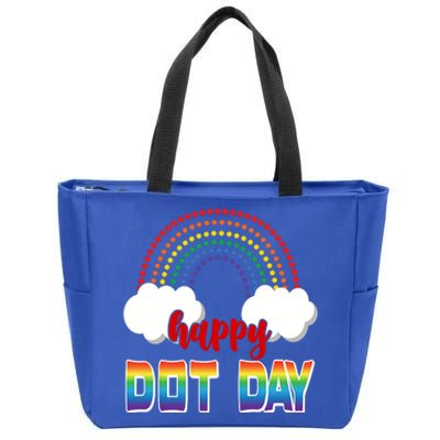 Happy International Dot Day Rainbow Clouds Zip Tote Bag