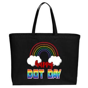 Happy International Dot Day Rainbow Clouds Cotton Canvas Jumbo Tote