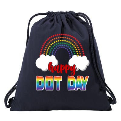 Happy International Dot Day Rainbow Clouds Drawstring Bag