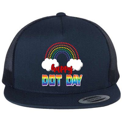 Happy International Dot Day Rainbow Clouds Flat Bill Trucker Hat