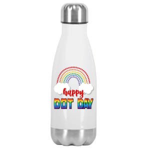 Happy International Dot Day Rainbow Clouds Stainless Steel Insulated Water Bottle