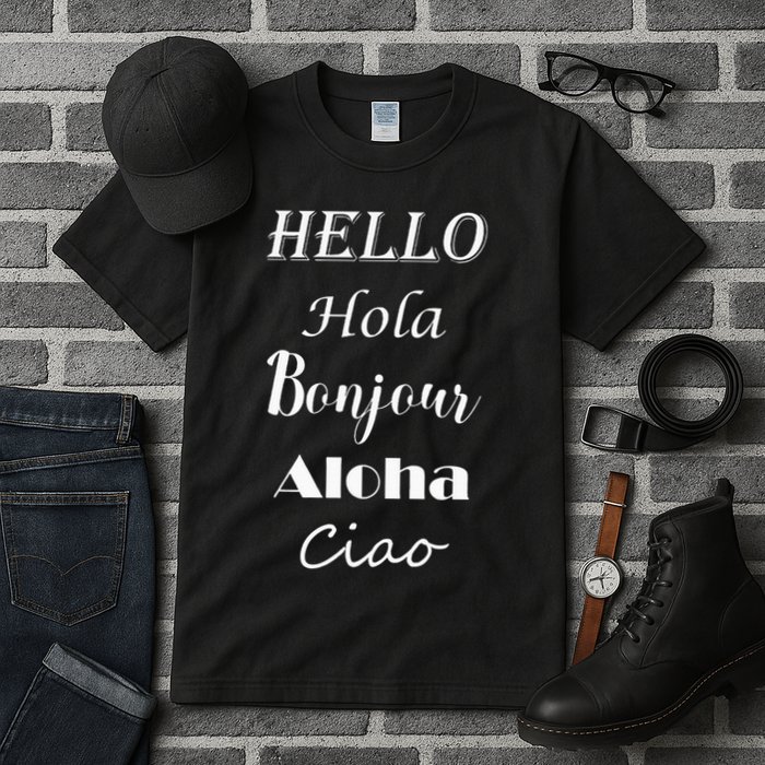 Hello In Different Languages Greetings Tall T-Shirt