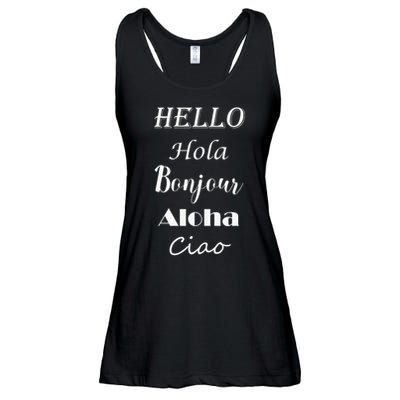 Hello In Different Languages Greetings Ladies Essential Flowy Tank