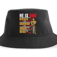 He Is Dad Brave Warrior Smart And Wise Father Daddy Papa Sustainable Bucket Hat