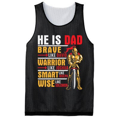 He Is Dad Brave Warrior Smart And Wise Father Daddy Papa Mesh Reversible Basketball Jersey Tank