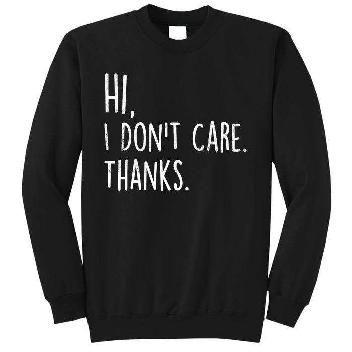 Hi, I Don't Care. Thanks Funny Sarcastic Humor Tee Sweatshirt