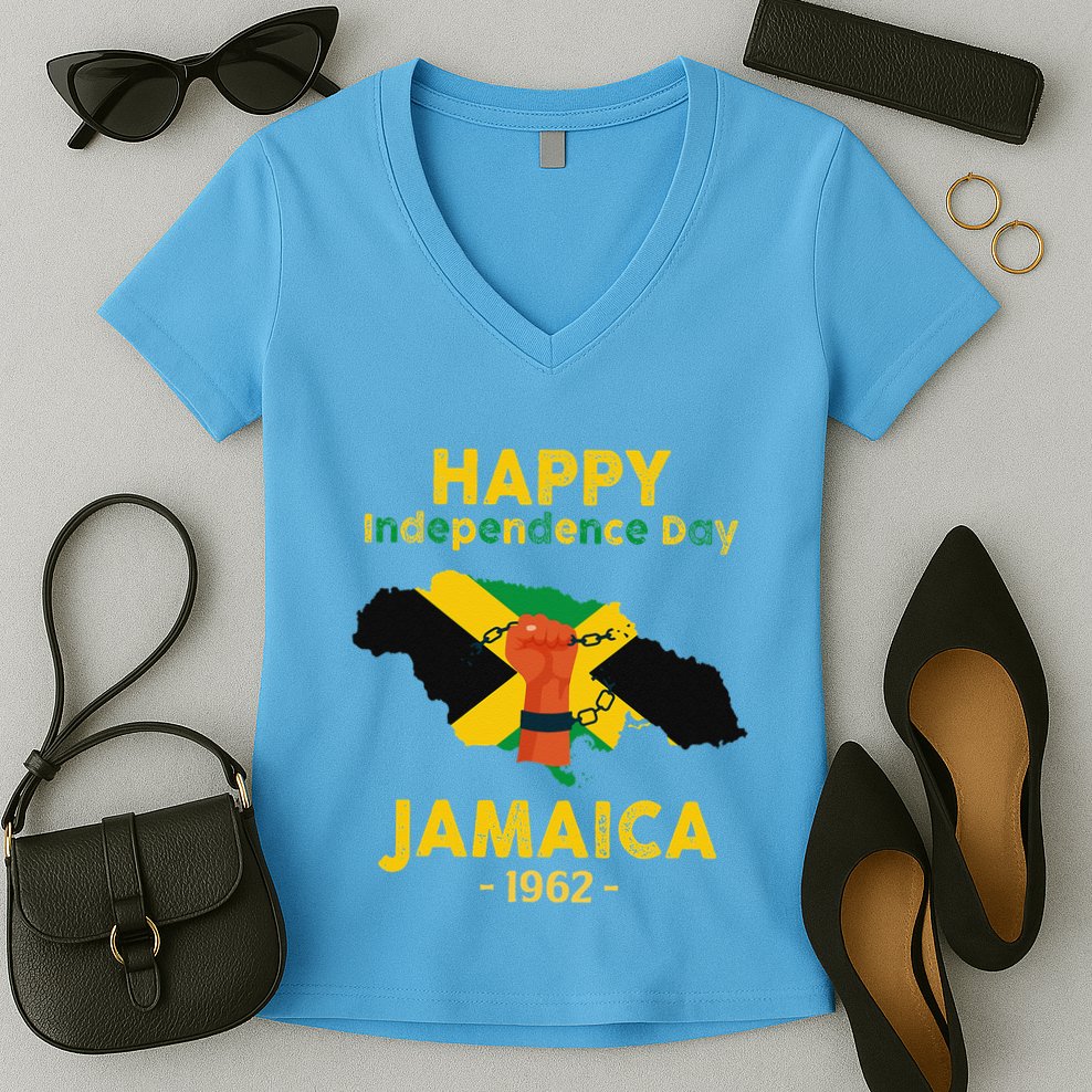 Happy Independence Day Jamaica 1962 Women's V-Neck T-Shirt