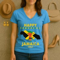 Happy Independence Day Jamaica 1962 Women's V-Neck T-Shirt