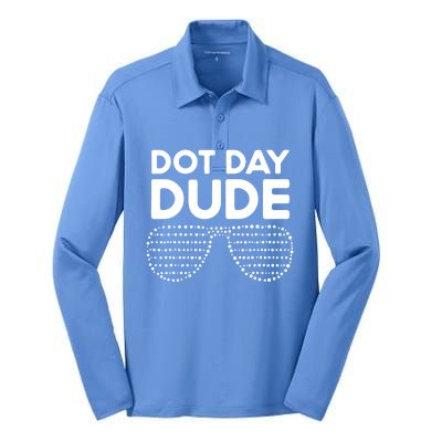 Happy International Dot Day September 15th Polka Dot Silk Touch Performance Long Sleeve Polo