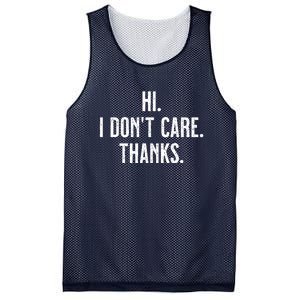 Hi I Dont Care Thanks Mesh Reversible Basketball Jersey Tank