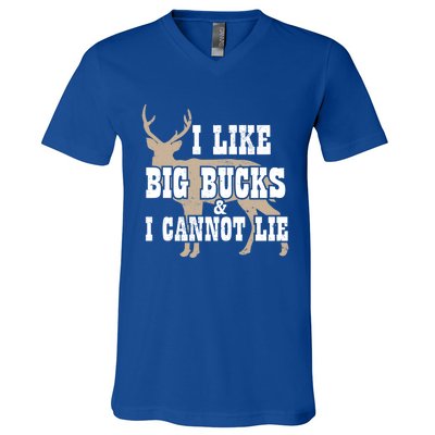 Hunter I Deer Hunting I I Like Big Bucks And I Cannot Lie Gift V-Neck T-Shirt