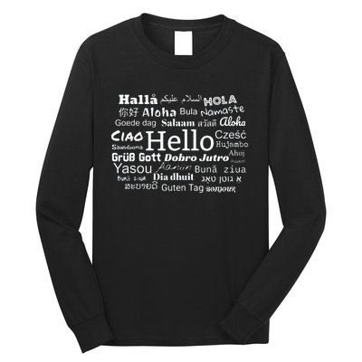 Hello In Different Languages Multilingualism Gift Long Sleeve Shirt