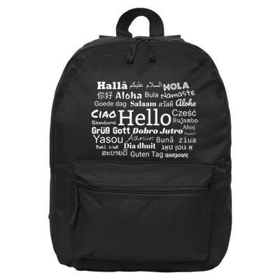Hello In Different Languages Multilingualism Gift 16 in Basic Backpack