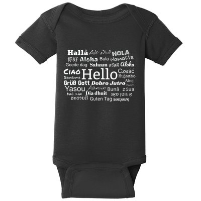 Hello In Different Languages Multilingualism Gift Baby Bodysuit