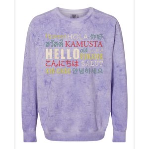 Hello In Different Languages ELL English Language Learning Colorblast Crewneck Sweatshirt