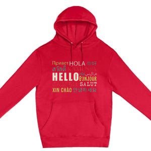 Hello In Different Languages ELL English Language Learning Premium Pullover Hoodie