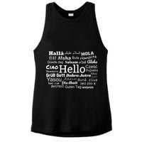 Hello In Different Languages Multilingualism Gift Ladies PosiCharge Tri-Blend Wicking Tank